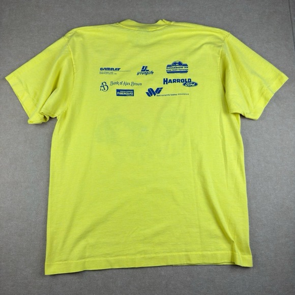 Vintage Screen Stars T-shirt‎ Mens L Yellow 1987 Country Run Graphics 80s SS USA - Picture 2 of 10